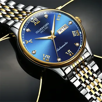 

GUANQIN Automatic Sapphire Mechanical Men Watch Clock Date week Waterproof Stainless Steel Wristwatch Men Otomatik Erkek Saat