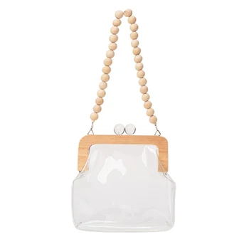 Transpanrent PVC Clip Bags For Women Wooden Bead Strap Women Shoulder Bag Casual Clear Females Handbags Women's Bags Bolsa Mujer 
Transpanrent PVC Clip Bags For Women Wooden Bead Strap Women Shoulder Bag Casual Clear Females Handbags Women's Bags Bolsa Mujer