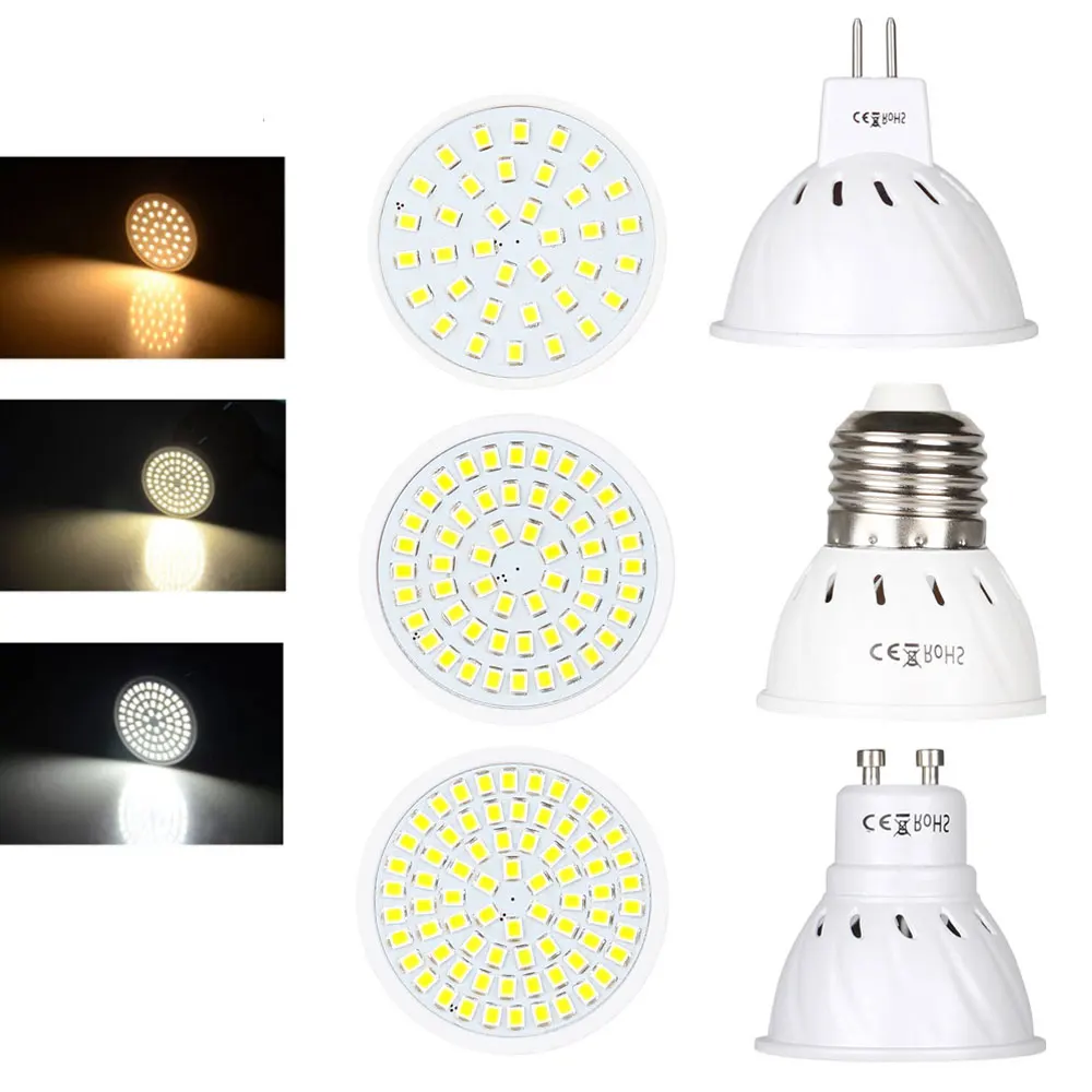 Светодиодный точечный светильник GU10 E27 MR16 светодиодная лампочка 36 54 72LED s 2835 SMD ый