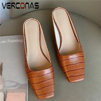VERCONAS Women Thin Heels Genuine Leather Mules Slippers Thick Heels Basic Shoes Square Toe Sandals Summer Elegant Shoes Woman
VERCONAS Women Thin Heels Genuine Leather Mules Slippers Thick Heels Basic Shoes Square Toe Sandals Summer Elegant Shoes Woman