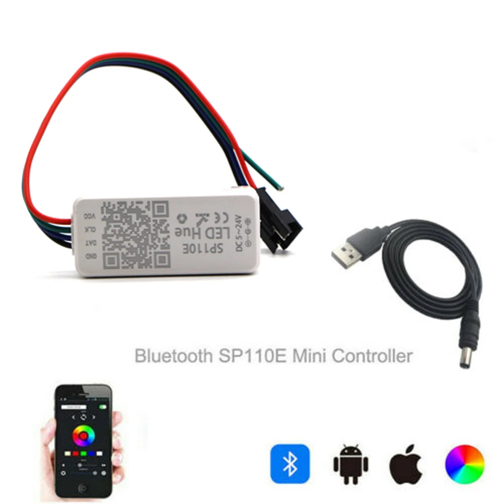 Контроллер Пиксельной RGB WS2812B WS2812 5-24 В постоянного тока USB SP110E совместимый с Bluetooth