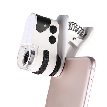60X 10mm Rechargeable Adjustable Universal Clip Cell Phone Microscope Magnifier with LED Lamp / UV Light / USB Cable
60X 10mm Rechargeable Adjustable Universal Clip Cell Phone Microscope Magnifier with LED Lamp / UV Light / USB Cable