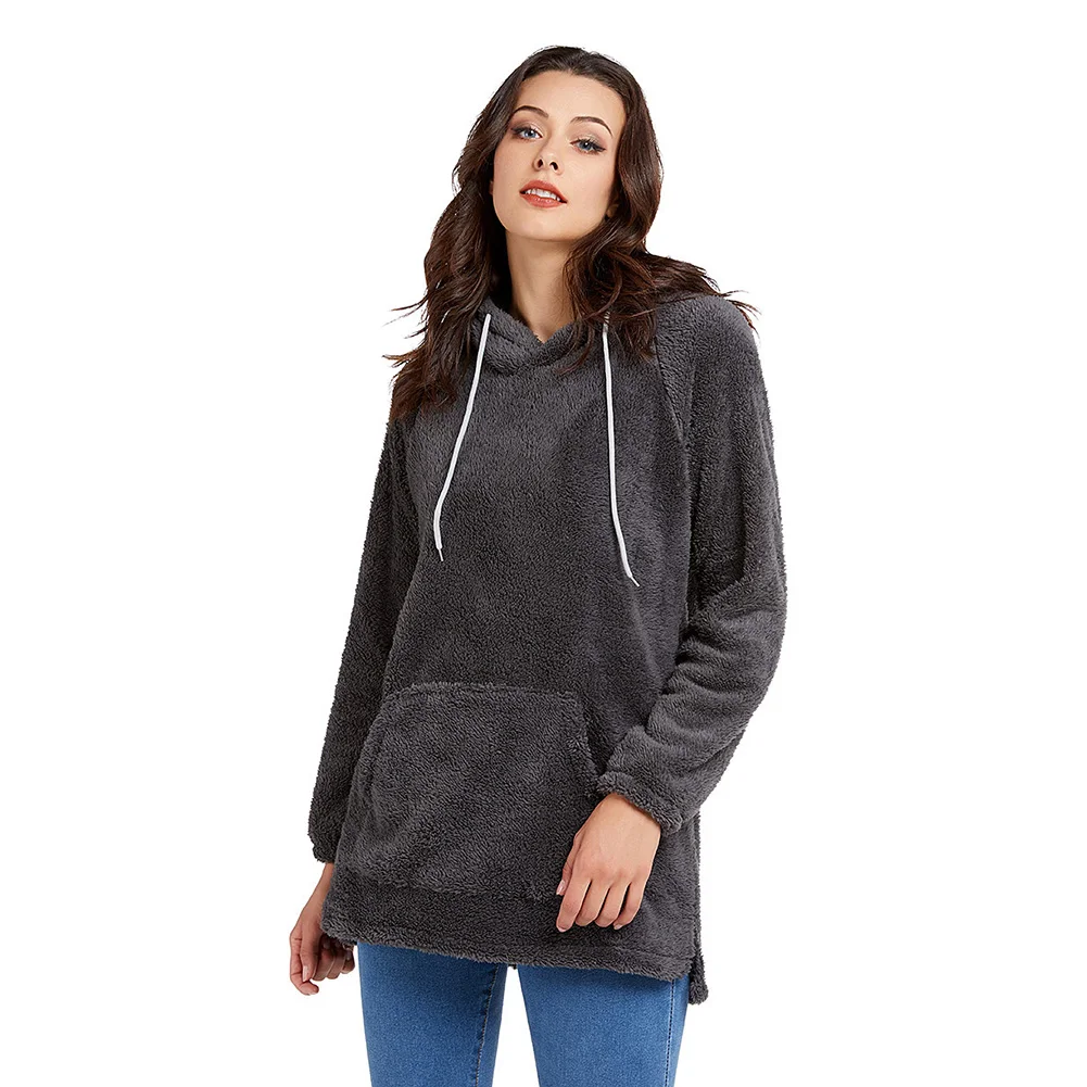 Seluxu 2019 Fall Autumn Women Sweatshirt Solid Color Plush Hooded Sweatshirt With Pocket Warm Sweatshirt Grey/White Sweatshirt
Seluxu 2019 Fall Autumn Women Sweatshirt Solid Color Plush Hooded Sweatshirt With Pocket Warm Sweatshirt Grey/White Sweatshirt