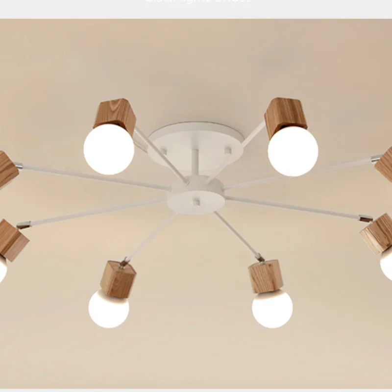 

Modern Iron Wood Dining Hall Ceiling Lamp Coffee House/Shop/Mall/Foyer/Bookstore Indoor Lighting E27 Lamp Holder 110-240V