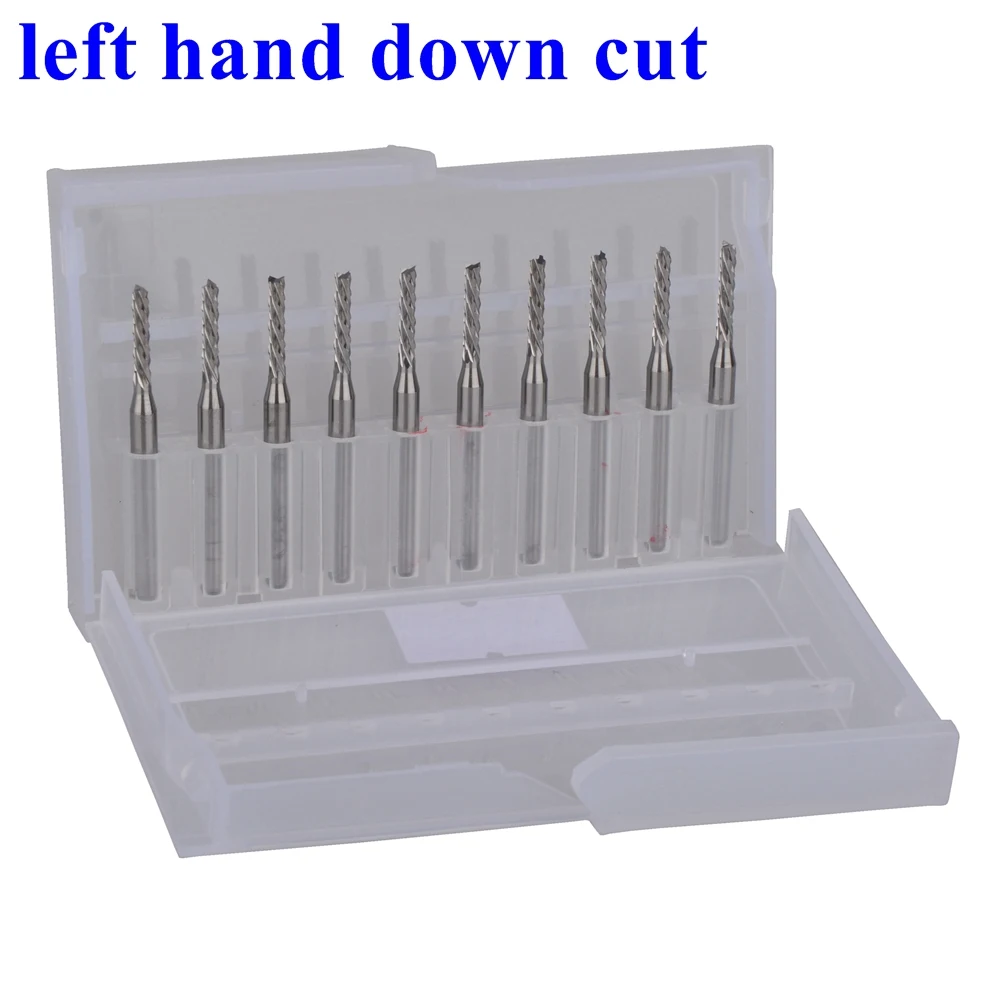10pc 3.175X2.0X10.5mm Left Spiral PCB milling cutter down cut Corn end mill Engraving Bit CNC PCB drill bit Set pcb router bits
10pc 3.175X2.0X10.5mm Left Spiral PCB milling cutter down cut Corn end mill Engraving Bit CNC PCB drill bit Set pcb router bits