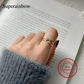 SUPERAINBOW 925 Sterling Silver Double Layer Square Cubic Zircon Pearl Ring for Women Open Finger Ring Jewelry SR-R34
SUPERAINBOW 925 Sterling Silver Double Layer Square Cubic Zircon Pearl Ring for Women Open Finger Ring Jewelry SR-R34