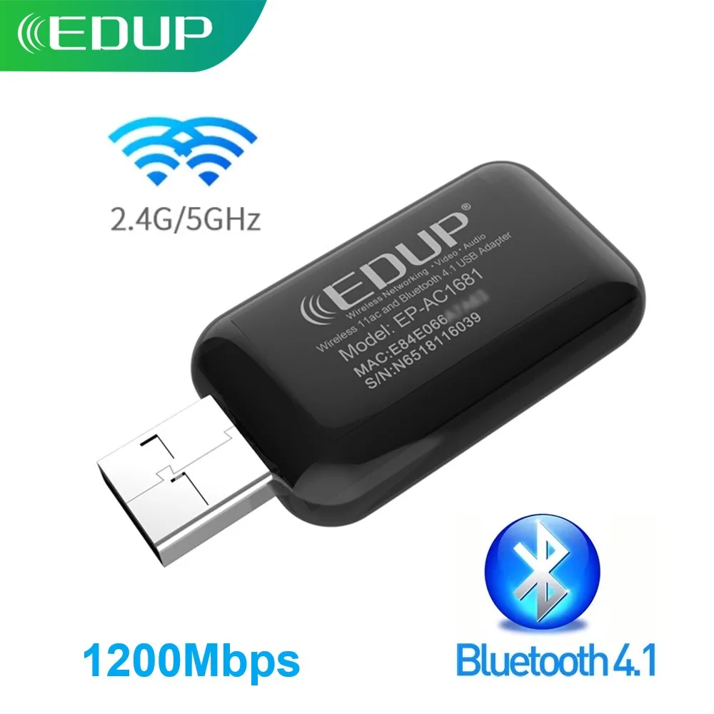 EDUP WIFI Adapter Bluetooth Transmitter 1300Mbps USB Portable Dual Band External Wireless BT4.1 Network 802.11ac for PC Desktop
EDUP WIFI Adapter Bluetooth Transmitter 1300Mbps USB Portable Dual Band External Wireless BT4.1 Network 802.11ac for PC Desktop