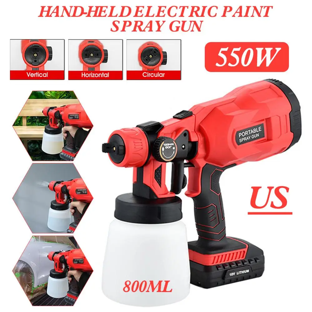 Cordless HVLP Paint Sprayer Rechargeable 550W High Power Home Spray Gun, 800ml Container, Adjutsable Flow with 3 Patterns
Cordless HVLP Paint Sprayer Rechargeable 550W High Power Home Spray Gun, 800ml Container, Adjutsable Flow with 3 Patterns