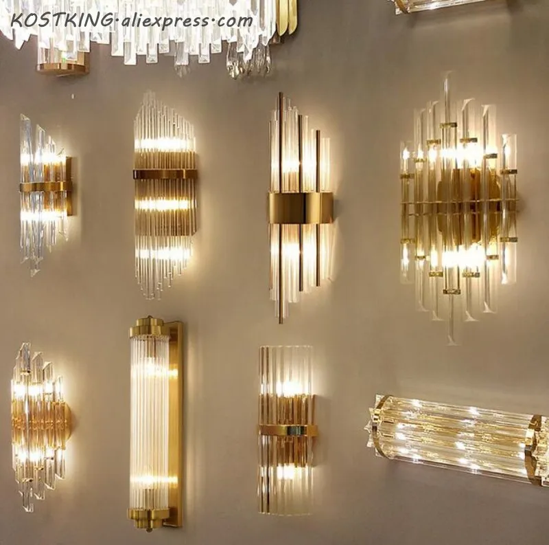 Postmodern crystal wall lamp gold wall sconce lights AC110V 220V fashion luxury lustre living room bedroom light fixtures
Postmodern crystal wall lamp gold wall sconce lights AC110V 220V fashion luxury lustre living room bedroom light fixtures