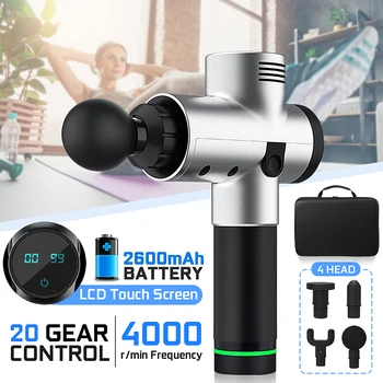 4000 r/min Therapy Massage Gun 20 Gears Muscle Massager Pain Sport Massage Machine Relax Body Slimming 4 Heads LCD Display
4000 r/min Therapy Massage Gun 20 Gears Muscle Massager Pain Sport Massage Machine Relax Body Slimming 4 Heads LCD Display
