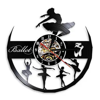 

Ballerina Girl Decor Wall Clock Dance Studio Girls Room Wall Art Watch Dancing Girls Vinyl Record Wall Clock Ballet Dancers Gift