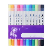 Art bureau fournitures sécurité Soluble dans l'eau Double tête marqueur stylo peint à la main couleur spéciale stylo bon effet de mélange de couleur(China)