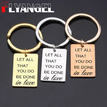 FLYANGEL Engraved Keychain Let All That You Do Be Done In Love Fashion Key Holder Lover Jewelry Gifts For Lover Couples
FLYANGEL Engraved Keychain Let All That You Do Be Done In Love Fashion Key Holder Lover Jewelry Gifts For Lover Couples