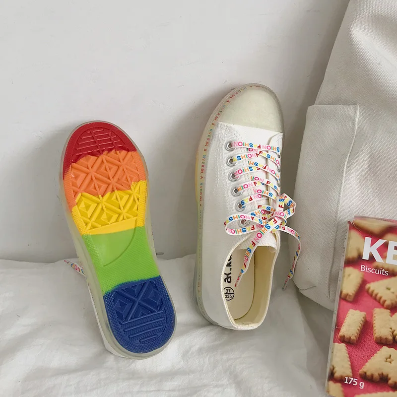 2019 Summer New Style Jelly Bottom Canvas Shoes Women's Versatile Korean-style Students Rainbow White Shoes Low Top CHIC Skate S
2019 Summer New Style Jelly Bottom Canvas Shoes Women's Versatile Korean-style Students Rainbow White Shoes Low Top CHIC Skate S