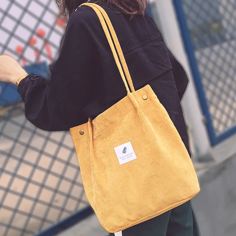 Women Corduroy Shopping Bag Female Canvas Cloth Shoulder Bag Environmental Storage Handbag Reusable Foldable Eco Grocery Totes
Women Corduroy Shopping Bag Female Canvas Cloth Shoulder Bag Environmental Storage Handbag Reusable Foldable Eco Grocery Totes