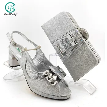 Fashion Women Silver Color Sandals And Bag Set To Match High Quality Nigerian Shoes With Matching Bags For Wedding Party
Fashion Women Silver Color Sandals And Bag Set To Match High Quality Nigerian Shoes With Matching Bags For Wedding Party