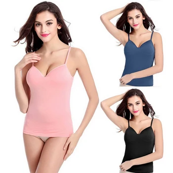 2020 Women Spaghetti Strap Camisole Adjustable Built In Vests Padded Self Mold Pad Crop Top Solid Female Tank Tops Vest
2020 Women Spaghetti Strap Camisole Adjustable Built In Vests Padded Self Mold Pad Crop Top Solid Female Tank Tops Vest
