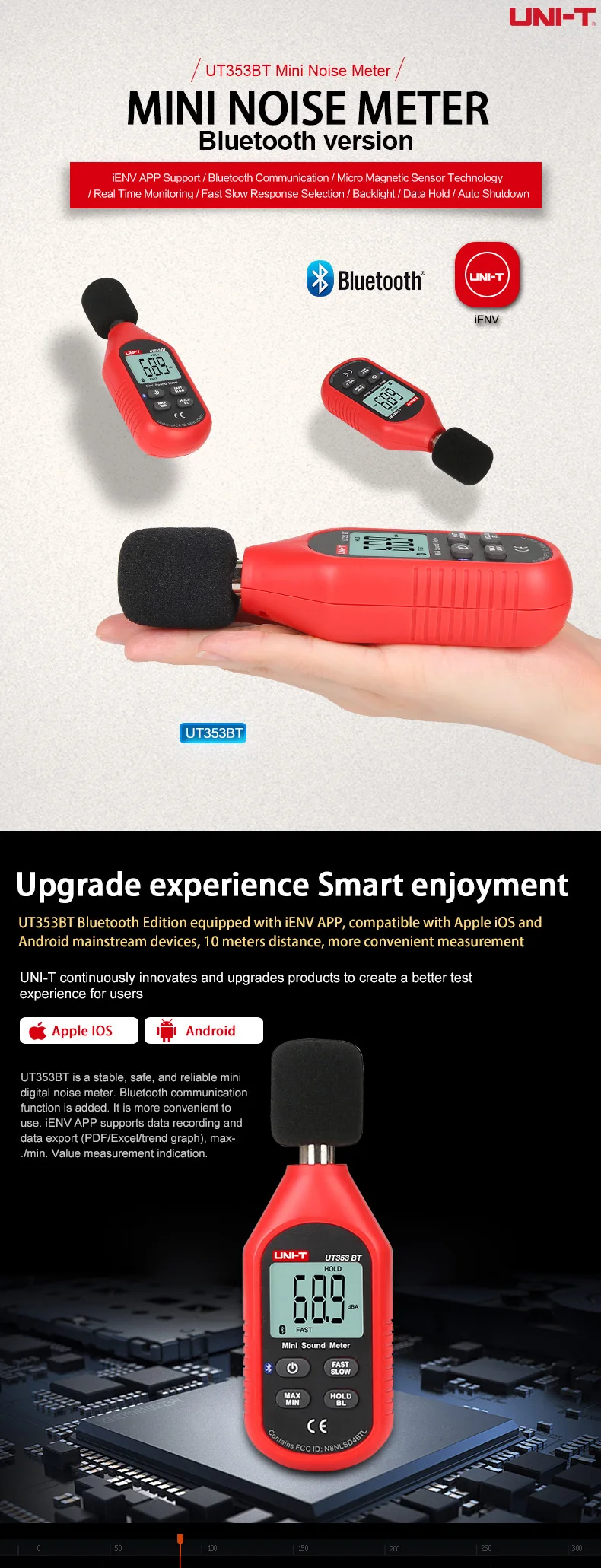 UNI-T UT353 UT353 Noise Measuring Instrument db Meter 30~130dB Mini Audio Sound Level Meter Decibel Monitor