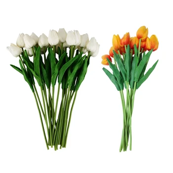 30 Pcs Latex Real-Touch-Tulip Flower with Leaves, for Wedding Bouquet Decor Flowers - 20 Pcs White & 10 Pcs Orange
30 Pcs Latex Real-Touch-Tulip Flower with Leaves, for Wedding Bouquet Decor Flowers - 20 Pcs White & 10 Pcs Orange