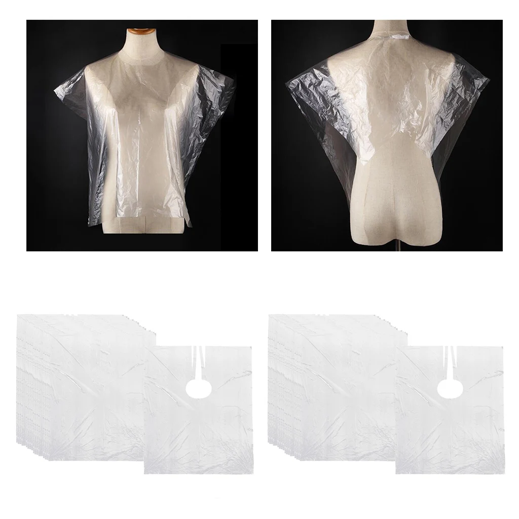 100x PE Disposable Hair Cutting Cape Gown Stylist Barber Capes Gowns Hairdressing Capes Apron Barber Caps Cloth 64x84cm 100x PE Disposable Hair Cutting Cape Gown Stylist Barber Capes Gowns Hairdressing Capes Apron Barber Caps Cloth 64x84cm