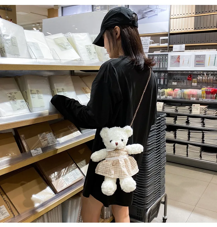 Cute Plush Bear Crossbody Bag Girl Cusual Fur Shoulder Bags Fashion Women Chain Messenger Bag Japanese Korea Style Cute Plush Bear Crossbody Bag Girl Cusual Fur Shoulder Bags Fashion Women Chain Messenger Bag Japanese Korea Style