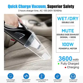 DC 12V 100W Strong Power Car Vacuum Cleaner Cordless Wet and Dry Dual Use Auto Portable Vacuums Cleaner For Home Office 4200pa
DC 12V 100W Strong Power Car Vacuum Cleaner Cordless Wet and Dry Dual Use Auto Portable Vacuums Cleaner For Home Office 4200pa