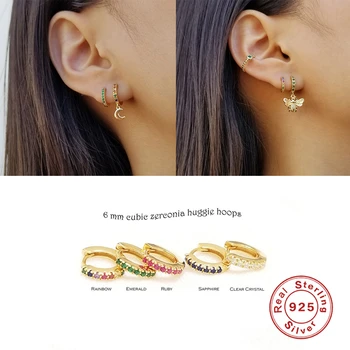 CANNER 2PS 925 Sterling Silver Colorful CZ 6mm Ear Bone earlobe piercing Buckle Hoop Earring for Women lovers' Girl Fine Jewelry
CANNER 2PS 925 Sterling Silver Colorful CZ 6mm Ear Bone earlobe piercing Buckle Hoop Earring for Women lovers' Girl Fine Jewelry