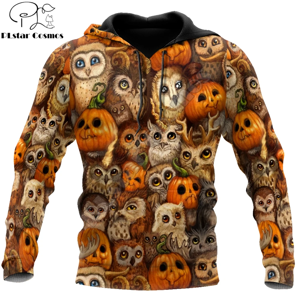

Halloween Pumpkin and Owl 3D Printed Autumn Men Hoodies Unisex Casual Pullovers Zip Hoodie Streetwear sudadera hombre DW633