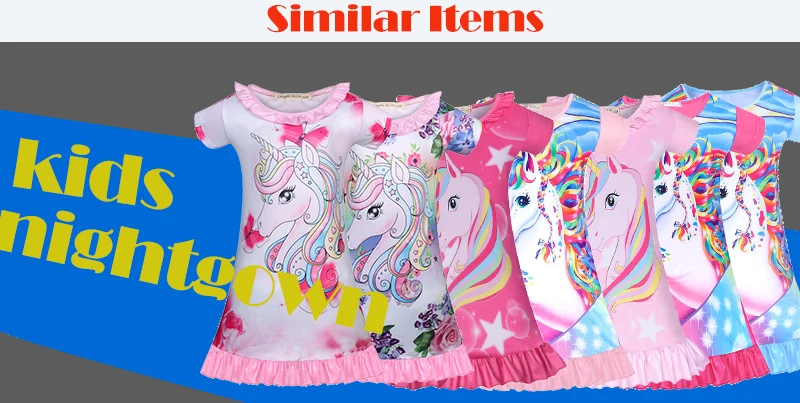 Toddler Girls Nightgown Kids Summer Unicorn Girls Princess Pajamas Night Dress Summer Kids Girls Nightdress Kids Sleep For Girls