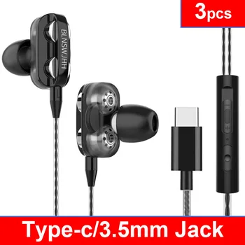 3pcs Type C Earphone Usb C Sport 3.5mm In Ear Headset with Mic Volume Control 6D Stereo Headphone for Xiaomi Huawei
3pcs Type C Earphone Usb C Sport 3.5mm In Ear Headset with Mic Volume Control 6D Stereo Headphone for Xiaomi Huawei