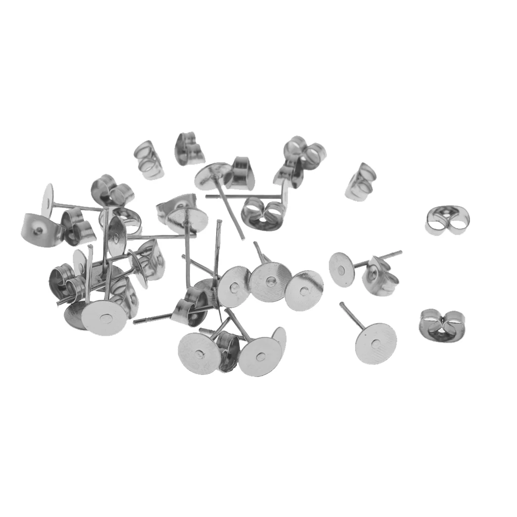 42pair White Pin Flat Earrings Base Equipment Position Nails 42pair White Pin Flat Earrings Base Equipment Position Nails