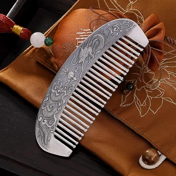 999 Sterling Silver Dragon Phoenix Embossed Retro Silver Comb
999 Sterling Silver Dragon Phoenix Embossed Retro Silver Comb