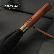 Olycat Big Umbrella Rain Women Wooden Handle Automatic Umbrella Men Business Windproof 8K Double Layer Golf Sun Umbrella Large