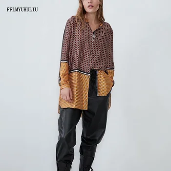 Women's autumn fashion pajamas style geometric print round neck long sleeve color matching shirt
Women's autumn fashion pajamas style geometric print round neck long sleeve color matching shirt