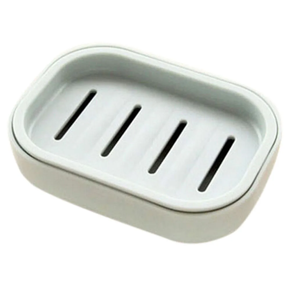 Flexible Bathroom Silicone Soap Dish Storage Holder Soapbox Plate Tray Drain Box