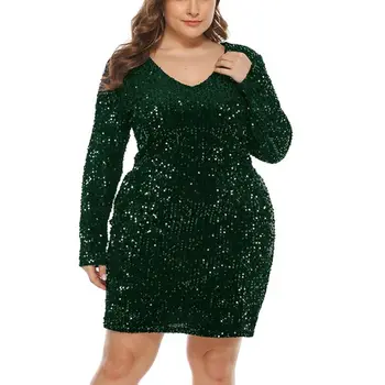 Plus size dress 4XL 5XL 6XL 7XL 8XL nightclub sexy sequins V-neck long sleeves tight fashion women's dress bust 132CM
Plus size dress 4XL 5XL 6XL 7XL 8XL nightclub sexy sequins V-neck long sleeves tight fashion women's dress bust 132CM