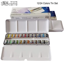 

Winsor&Newton cotman solid WaterColor Pigment 12/24 colors half pans drawing supplies