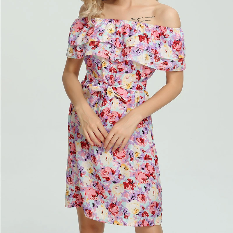 Short Sleeve 2019 Summer Uniform Short Sleeve Off Shoulder Skirt Women's Casual Chiffon Print A-Word Mini Party Evening Dress
Short Sleeve 2019 Summer Uniform Short Sleeve Off Shoulder Skirt Women's Casual Chiffon Print A-Word Mini Party Evening Dress