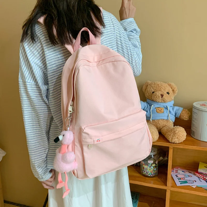 

Large Capacity College Girl School Bag Cute Flamingo Women Backpack Fashion Light Travel Student Schoolbag Solid girl Knapsack