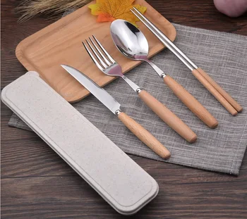 Stainless Steel Wooden Handle Knife Fork Spoon Chopsticks Set Travel Portable Tableware Set Free Shipping WB1168
Stainless Steel Wooden Handle Knife Fork Spoon Chopsticks Set Travel Portable Tableware Set Free Shipping WB1168