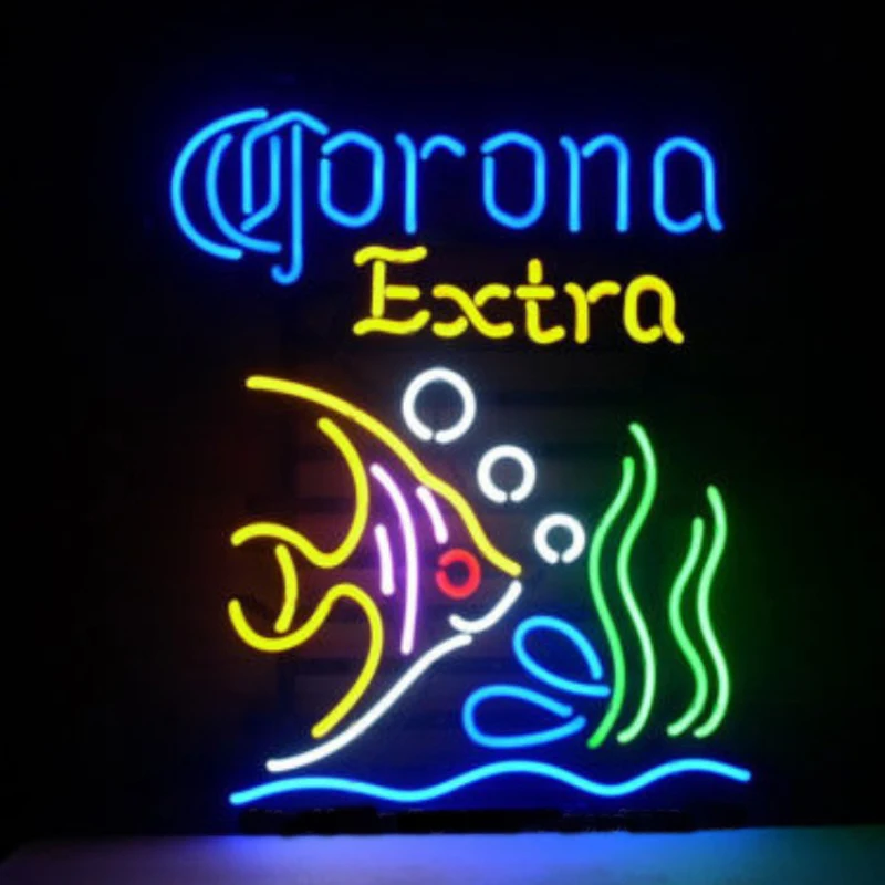 Фото Неоновая вывеска Corona с Экстра тропическими рыбками в мексиканском стиле лампа