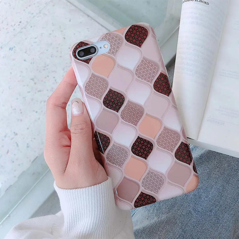KISSCASE Anti-fall Phone Case For iPhone 6 7 8 7Plus 8Plus Fundas Plaid Cover Shell X XS XR MAX |