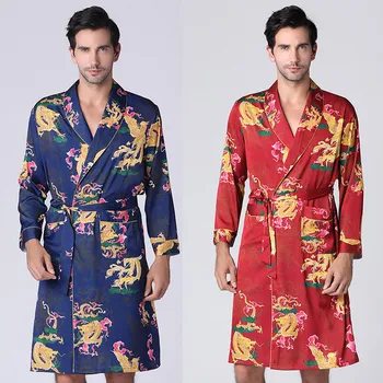 Summer Pajamas For Men Silk Nightgown Long-sleeved Print Sleepwear Gown Foreign Trade Home Clothes For Men Pajamas Ja4
Summer Pajamas For Men Silk Nightgown Long-sleeved Print Sleepwear Gown Foreign Trade Home Clothes For Men Pajamas Ja4