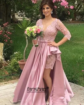 Pink Hi Low Evening Dresses Mermaid Half Sleeve Slit Illusion v-neck Special Occasion Islamic Dubai Saudi Arabic Prom Dress
Pink Hi Low Evening Dresses Mermaid Half Sleeve Slit Illusion v-neck Special Occasion Islamic Dubai Saudi Arabic Prom Dress