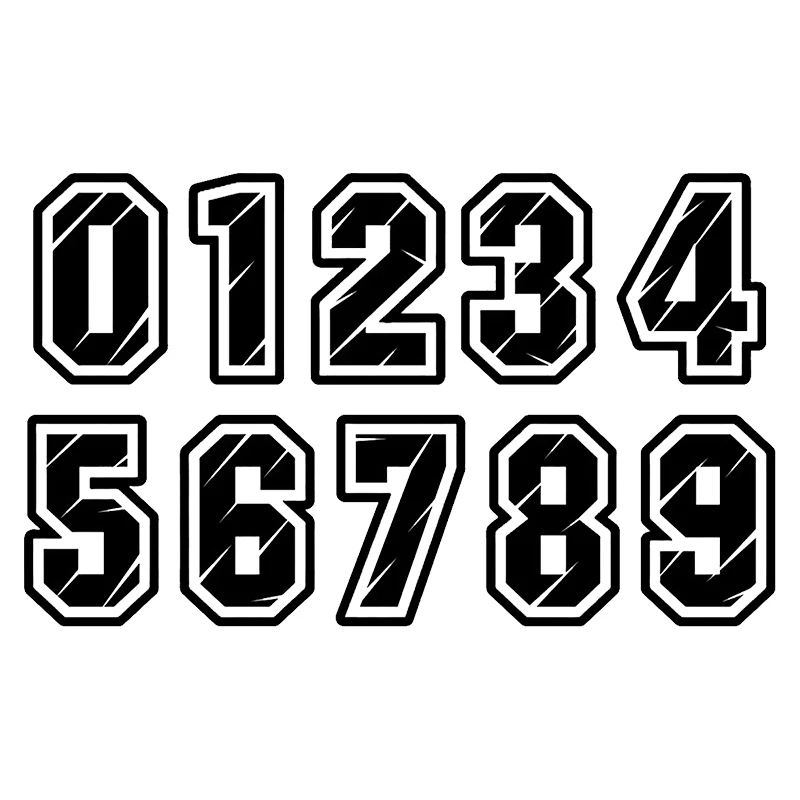 

F543# No Background Figures 0 1 2 3 4 5 6 7 8 9 Racing Number Helmet Racing Vinyl Decals Motorcycle Accessories Sticker