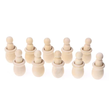 10Pcs People Nesting Set Wooden Peg Dolls Unfinished DIY Decor For Paint Stain 
10Pcs People Nesting Set Wooden Peg Dolls Unfinished DIY Decor For Paint Stain