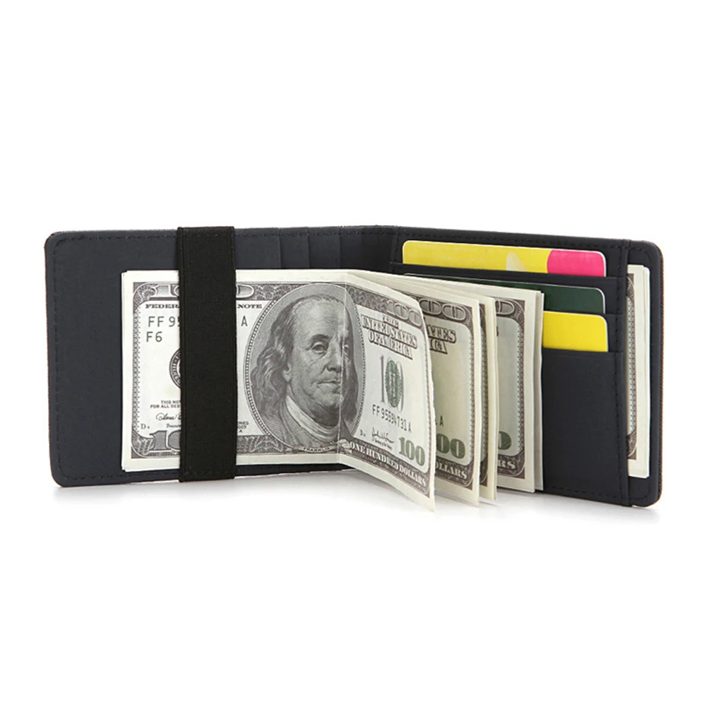 Card Holders Minimalist Slim Wallet RFID Blocking Men Wallet Secure Faux Leather Bag Cards Cash Elastic Band Holder