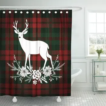 Green Merry Christmas Reindeer Bouquet Floral Tartan Checkered Plaid Bathroom Curtains Waterproof Polyester Fabric 72 x 78 inche
Green Merry Christmas Reindeer Bouquet Floral Tartan Checkered Plaid Bathroom Curtains Waterproof Polyester Fabric 72 x 78 inche