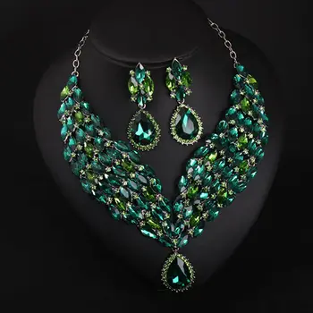 Luxury Clear Crystal Glass Jewelry Set Necklace Earrings Sets Statement for Women Girls Party Evening Bridal Wedding Gifts
Luxury Clear Crystal Glass Jewelry Set Necklace Earrings Sets Statement for Women Girls Party Evening Bridal Wedding Gifts