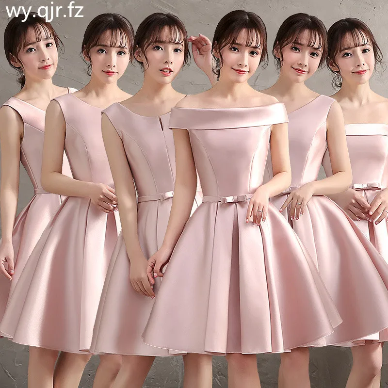 

WYHS-65#Short Bridesmaid dress pink champagne Light blue Wedding Party Prom Dresses graduation gown girls wholesale customize